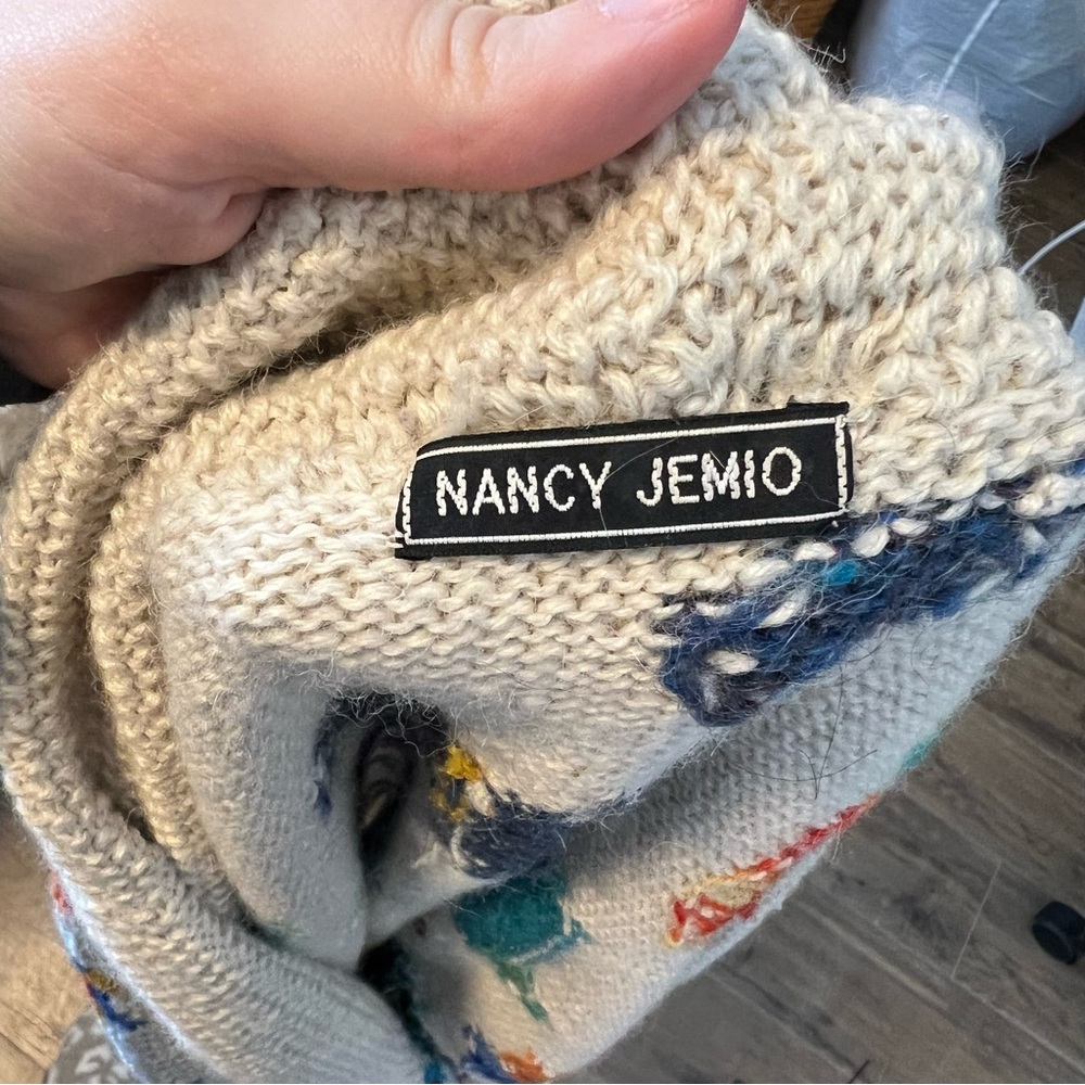 VNTG Handknit Nancy Jemio Art to Wear Garden‎ Friends Cardigan Sweater - Picture 7 of 7